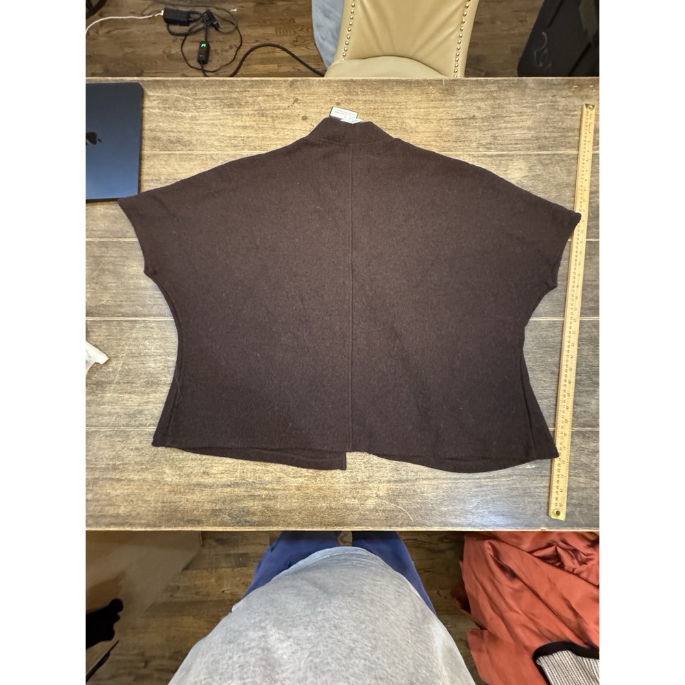 Vintage Tally Ho 100% Wool Sweater Brown Open Front Short Sleeve Jacket Size 2X - Picture 3 of 10